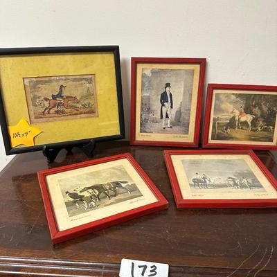 ANTIQUE FRAMED HORSE HUNT PRINTS