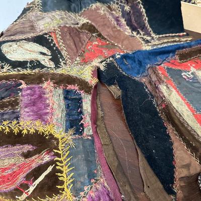 CRAZY QUILT SECTIONS, VINTAGE QUILT SECTIONS