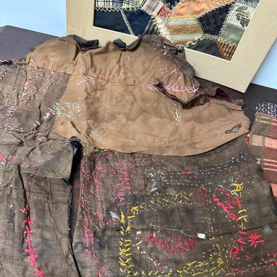 CRAZY QUILT SECTIONS, VINTAGE QUILT SECTIONS