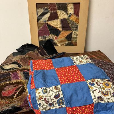CRAZY QUILT SECTIONS, VINTAGE QUILT SECTIONS