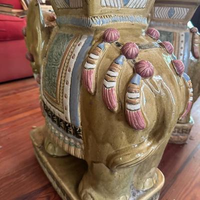 PAIR VINTAGE ELEPHANT PLANT STANDS