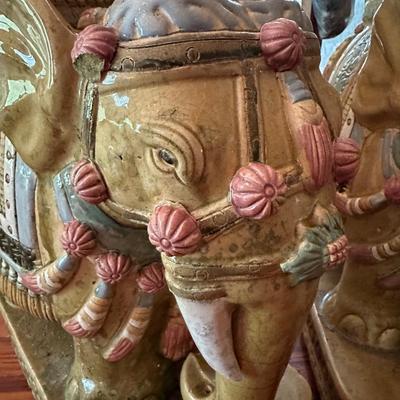 PAIR VINTAGE ELEPHANT PLANT STANDS