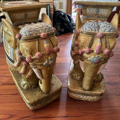 PAIR VINTAGE ELEPHANT PLANT STANDS