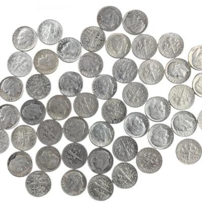 Lot of 50 Silver Roosevelt Dimes - $5 Face Value
