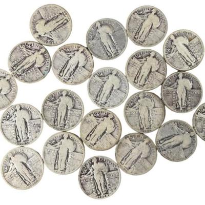 Lot of 20 Standing Liberty Quarters - $5 Face Value