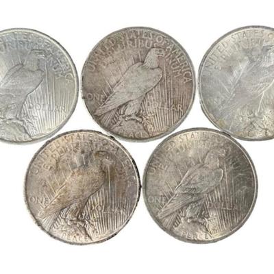 Lot of 5 Silver 1924 Peace Dollars