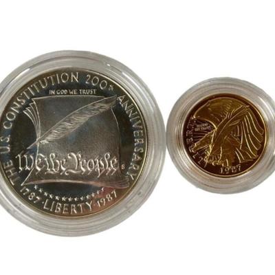 1987 U.S. Mint Gold & Silver Constitution Proof Coin Set