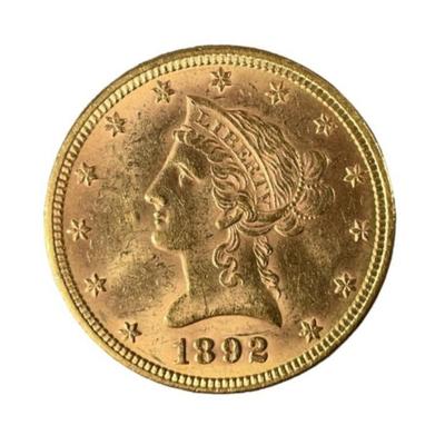 1892 Coronet Head Liberty $10 Gold Piece