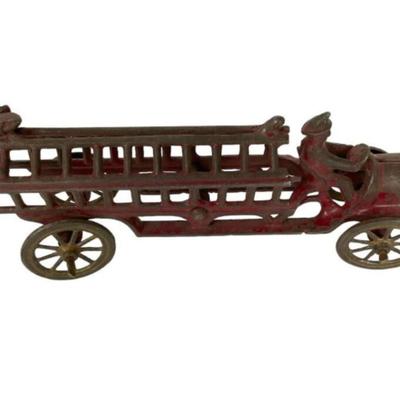Antique Cast Iron Fire Ladder Truck