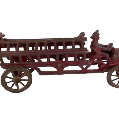 Antique Cast Iron Fire Ladder Truck