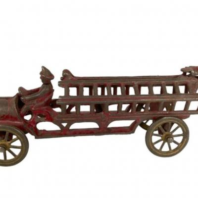 Antique Cast Iron Fire Ladder Truck