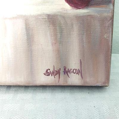 OIL PAINTING "PETUNIAS-CHERRIES & APRICOT"