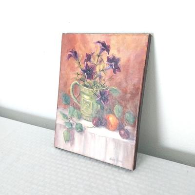 OIL PAINTING "PETUNIAS-CHERRIES & APRICOT"
