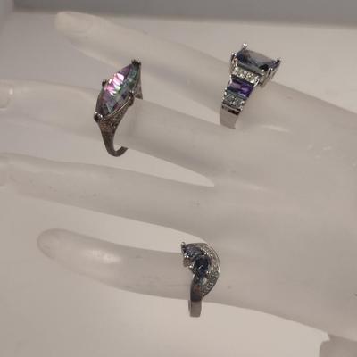Three Sterling Silver and Stone Rings- Approx Total Weight 13.1 Grams (#64)