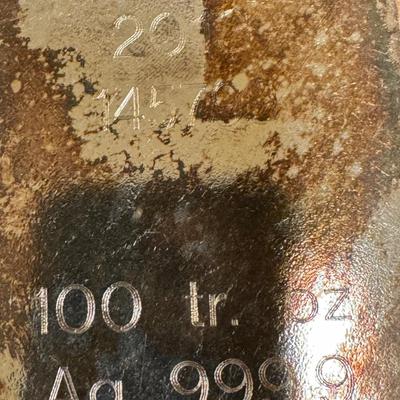 APMEX 100 OZ silver .999 Bar