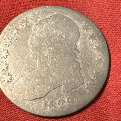 1829 CAPPED BUST F-12 US COIN .50c silver