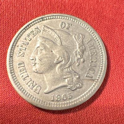 1865 III NICKEL US COIN XVF