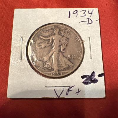 1934 D WALKING LIBERTY VF+ is coin .50c