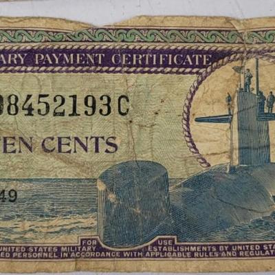 Military payment USA during the VIETNAM WAR 10 CENT 1969 SPACE SUBMARINE .