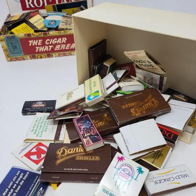 Box Of Vintage Matchbooks & Briar Pipes (3)