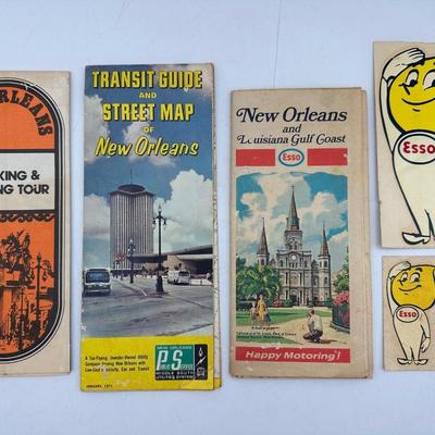 Vintage New Orleans Maps/Guides & Esso Decals