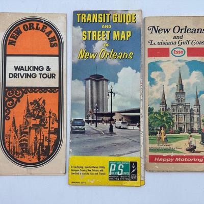 Vintage New Orleans Maps/Guides & Esso Decals
