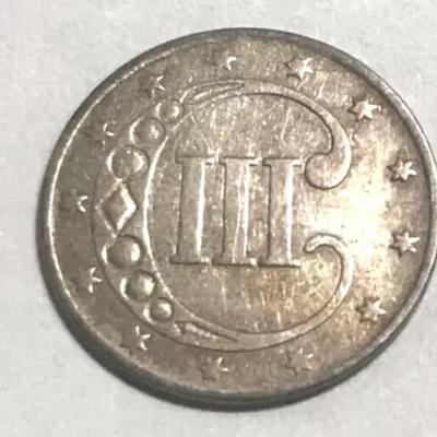 1853 THREE 3 CENT SILVER TRIME - U.S. Coin