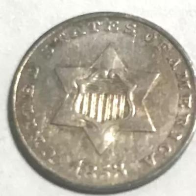 1853 THREE 3 CENT SILVER TRIME - U.S. Coin
