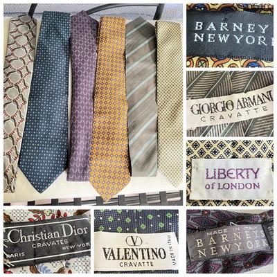 6 Luxury Designer Silk Ties - Dior, Valentino, Armani, Liberty