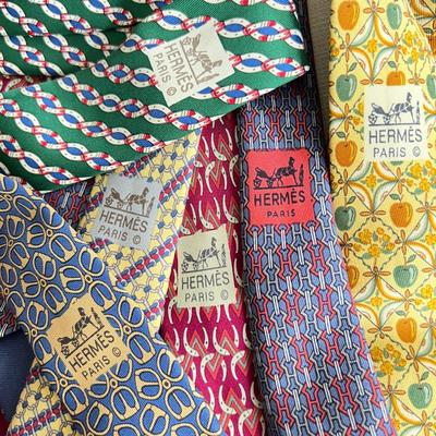 6 Hermes Luxury Designer Silk Ties
