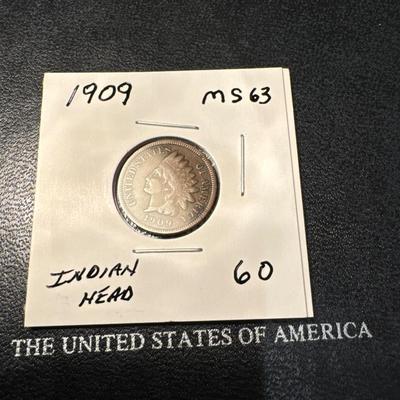 1909 INDIAN HEAD MS 63 U S COIN 1c