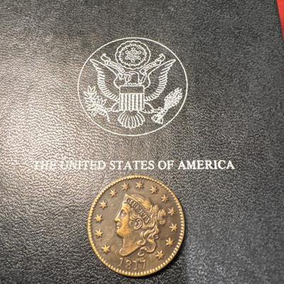 1817 MATRON HEAD 13 STARS AU 50 US COIN 1c