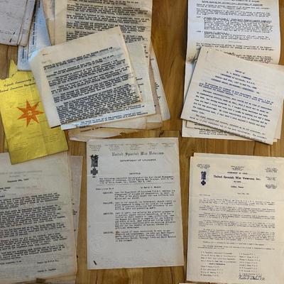 USWV, Captain Harry A. Mackie Speeches, Clippings, Letters