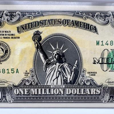 Authentic 1988 One Million Dollar Bill