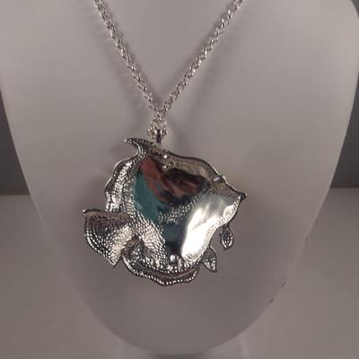Chunky Enameled Fish Pendant with Necklace (#68)
