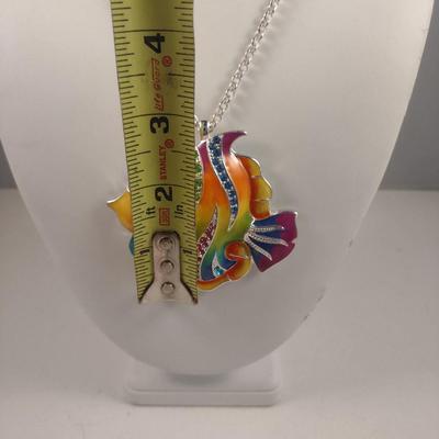 Chunky Enameled Fish Pendant with Necklace (#68)