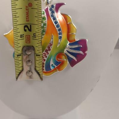 Chunky Enameled Fish Pendant with Necklace (#68)