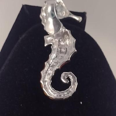 Chunky Enameled Seahorse Pendant with Earrings (#69)