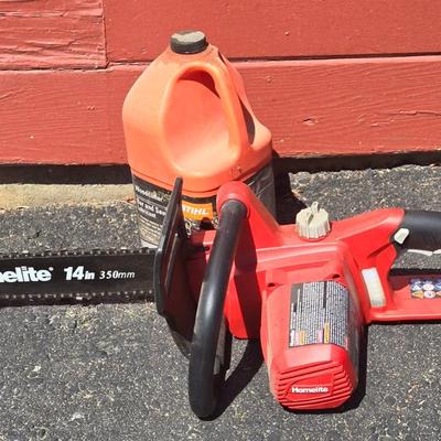 Electric Homelite 14" Chainsaw and Bar & Saw Chain Lubricant