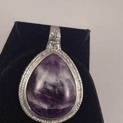 Large Stone and Metal Pendant (#70)