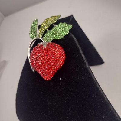 Jeweled Strawberry Design Brooch (#71)