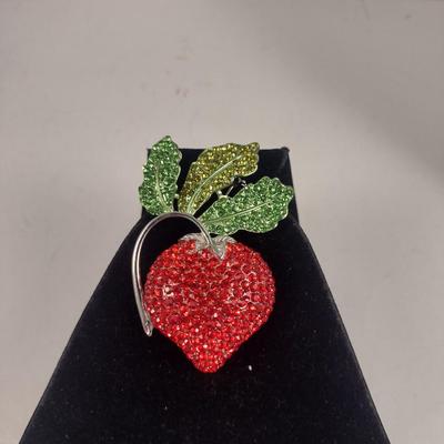 Jeweled Strawberry Design Brooch (#71)