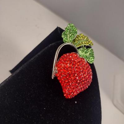 Jeweled Strawberry Design Brooch (#71)
