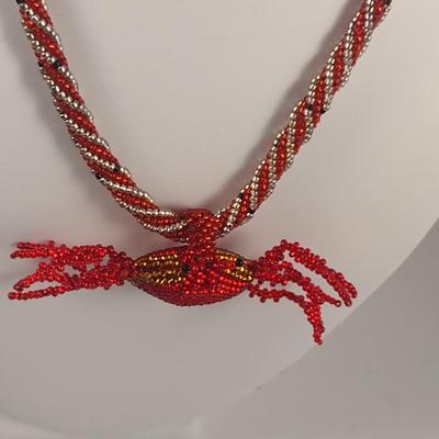 Hand Made Seed Bead Crab Design Necklace with Bracelet and Earrings (#72)