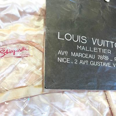 Vintage Designer Schiaparelli Lingerie Bag & Louis Vuitton Paper Store Bag