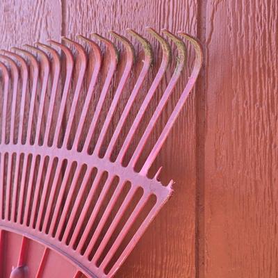 Red Plastic Leaf Rake