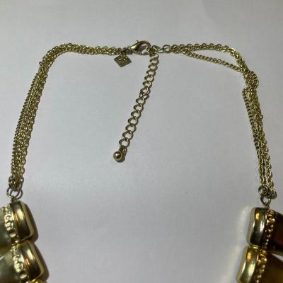 Heavy Preowned Gold-tone Adjustable Fashion Necklace in Good Condition as Pictured.