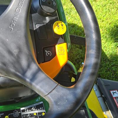 JOHN DEERE 4 Rivers X 580 with 54" Accel Deep Deck with John Deere Tiller, John Deere Snow Blower, and Yardworks Lawn Sweeper