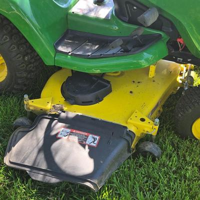 JOHN DEERE 4 Rivers X 580 with 54" Accel Deep Deck with John Deere Tiller, John Deere Snow Blower, and Yardworks Lawn Sweeper