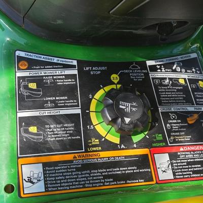 JOHN DEERE 4 Rivers X 580 with 54" Accel Deep Deck with John Deere Tiller, John Deere Snow Blower, and Yardworks Lawn Sweeper